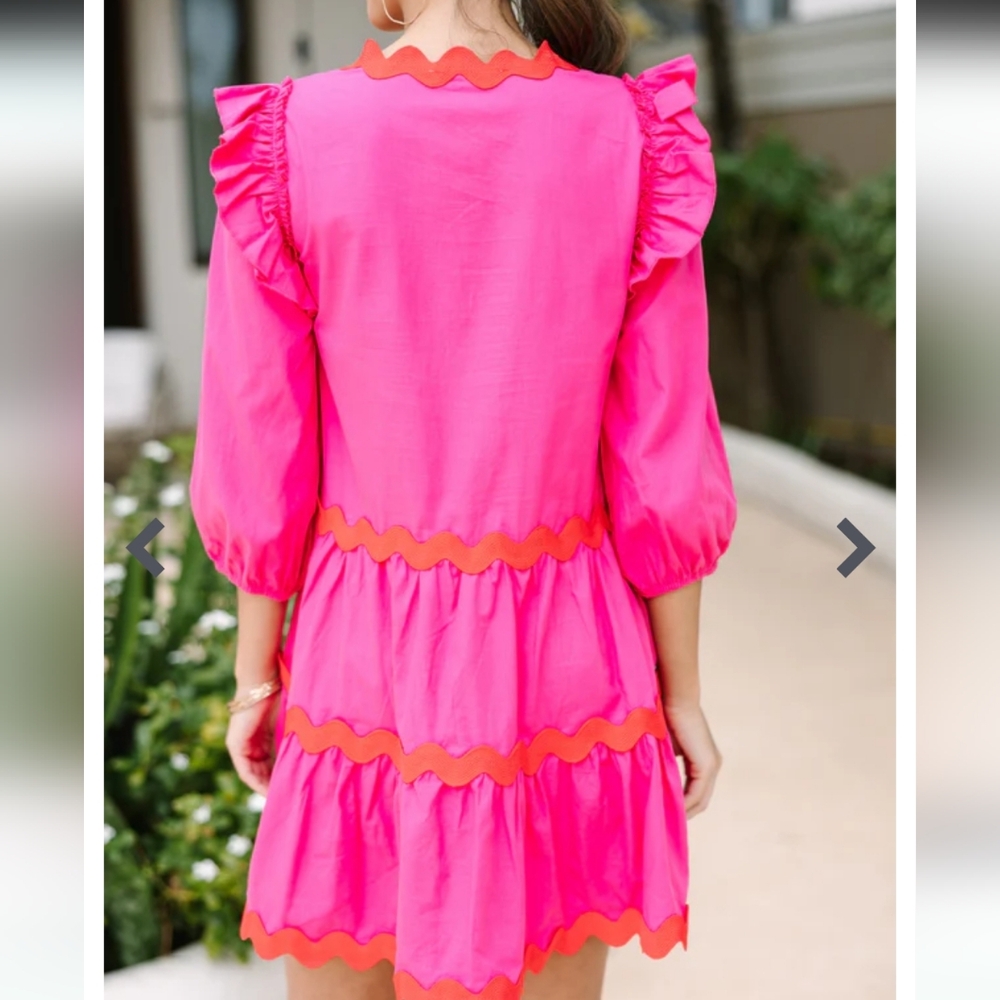 Fanco Pink and Red Ric Rac Trim Dress - Picture 8 of 10